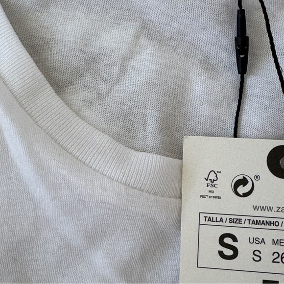 Zara front split button tie white top - Picture 2 of 2